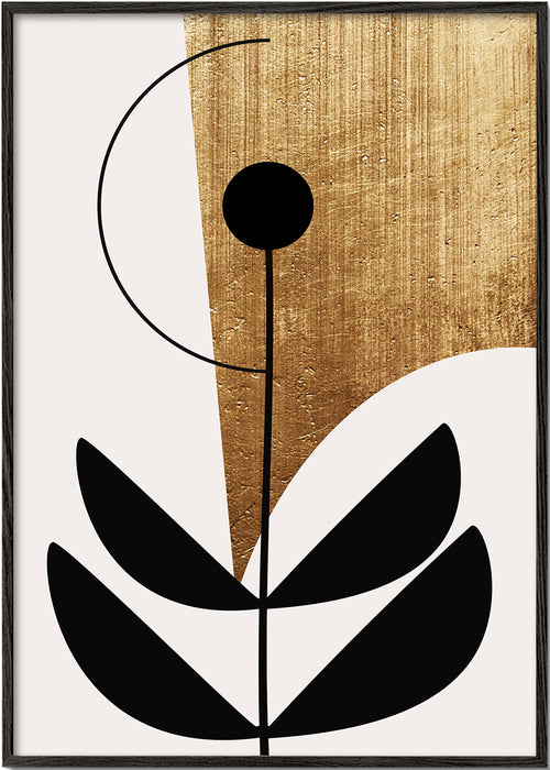 Botanický tisk minimalistický se zlatou texturou