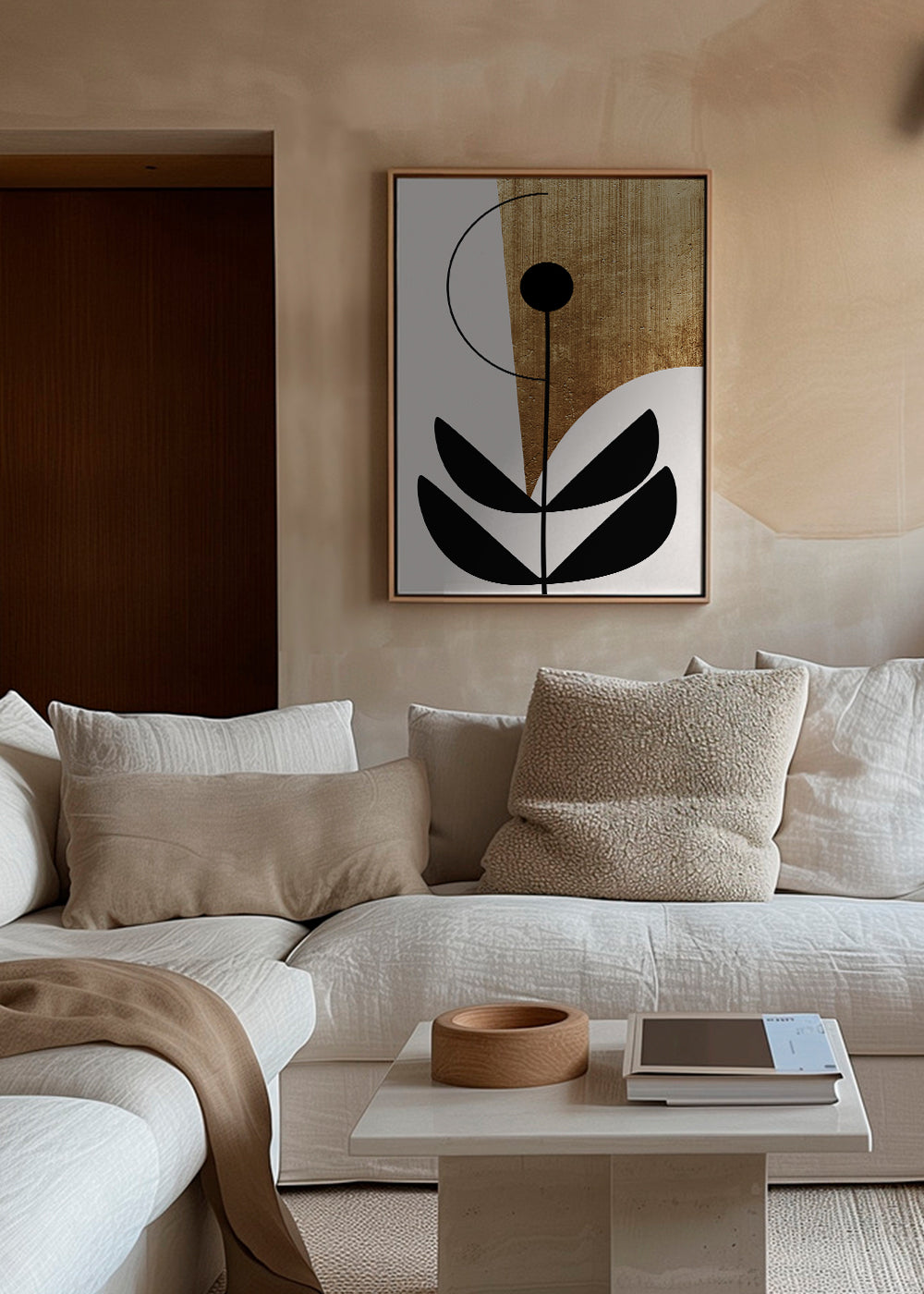 Botanický tisk minimalistický se zlatou texturou