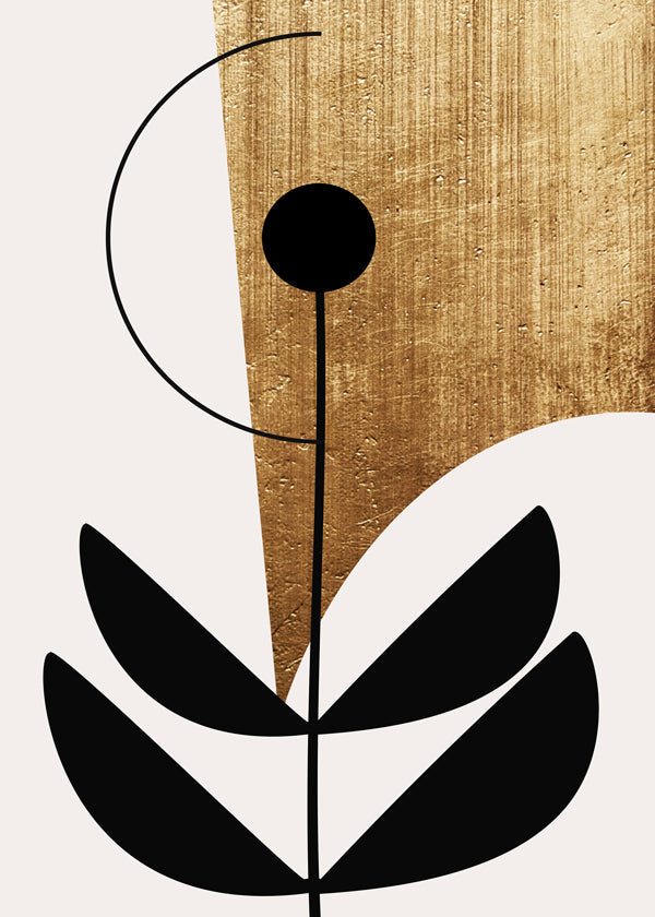 Botanický tisk minimalistický se zlatou texturou