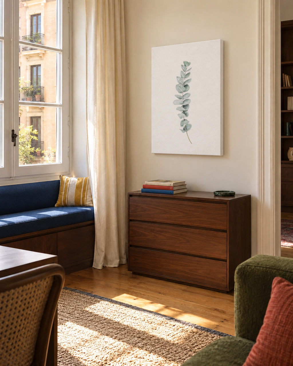Eucalyptus II - Unframed canvas in an interior