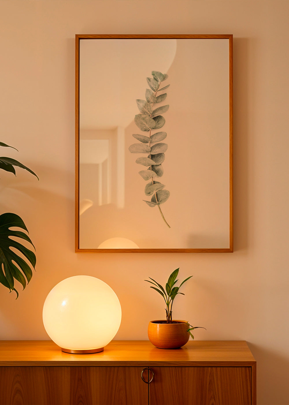 Botanický plakát: minimalistická větvička eukalyptu