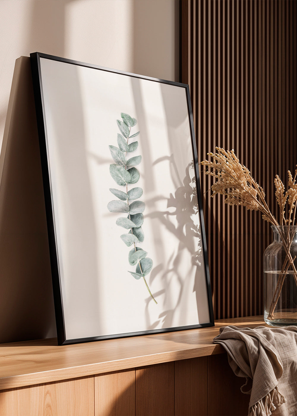 Botanický plakát: minimalistická větvička eukalyptu