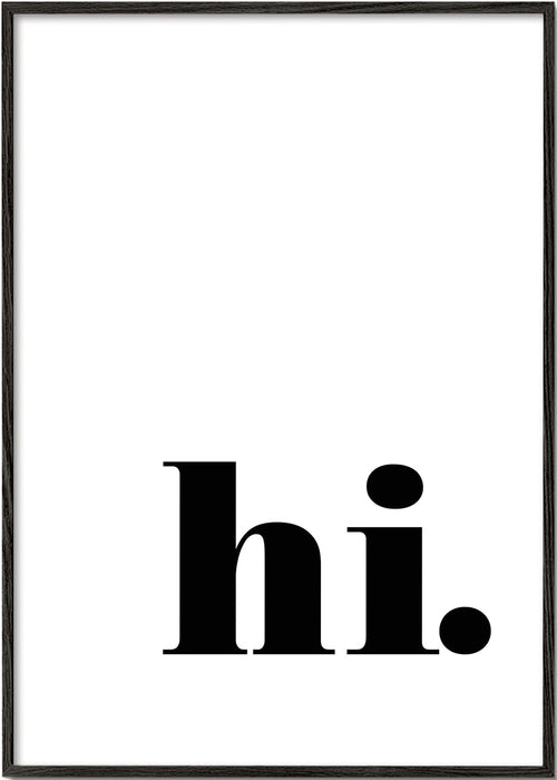 Minimalistický motiv s 'hi.' v dolním rohu