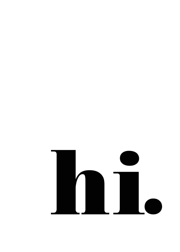 Minimalistický motiv s 'hi.' v dolním rohu