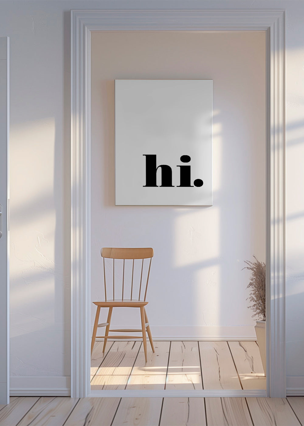 Minimalistický motiv s 'hi.' v dolním rohu