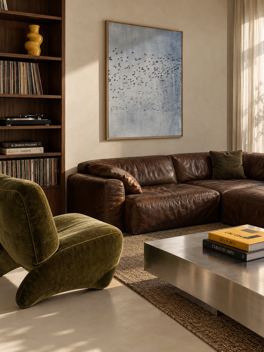 Moving on - Blue - Framed canvas in an interior