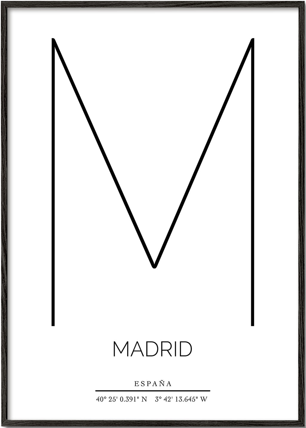 Plakát města Madrid s minimalistickým písmenem M