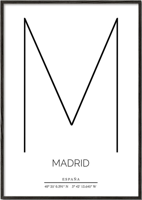 Plakát města Madrid s minimalistickým písmenem M