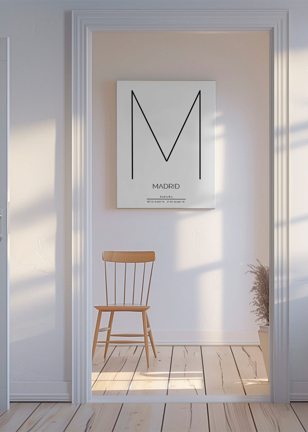 Plakát města Madrid s minimalistickým písmenem M