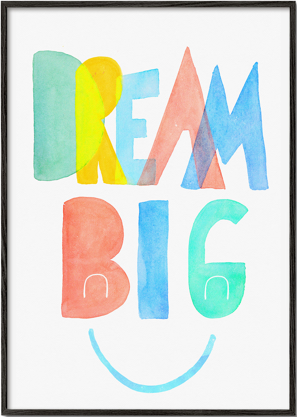 Typografická akvarelová ilustrace 'Dream Big'