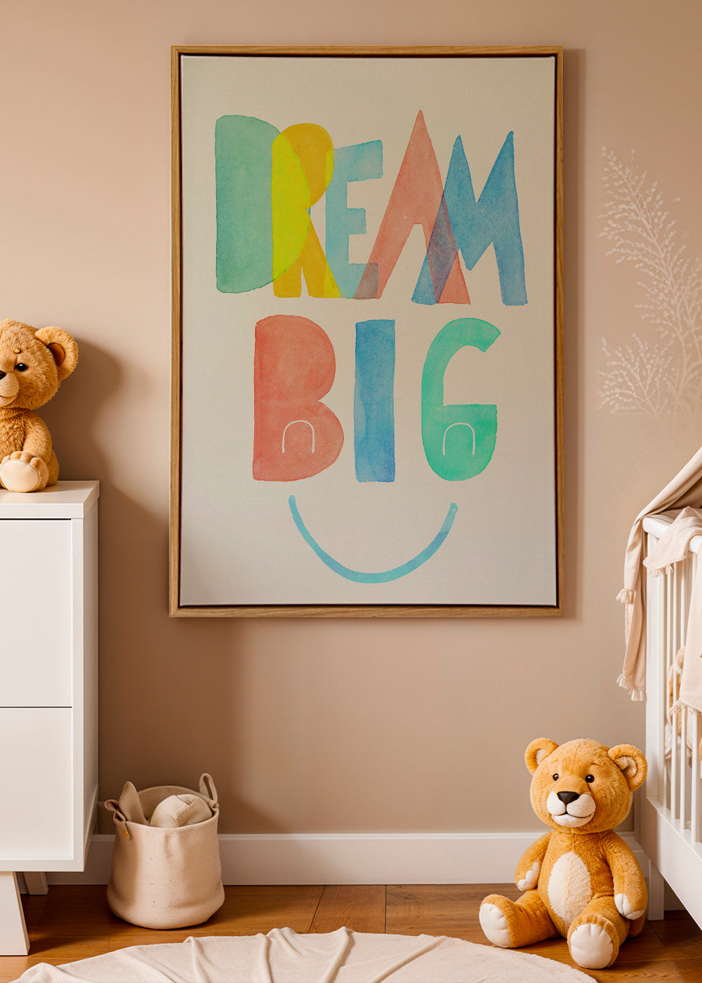 Typografická akvarelová ilustrace 'Dream Big'