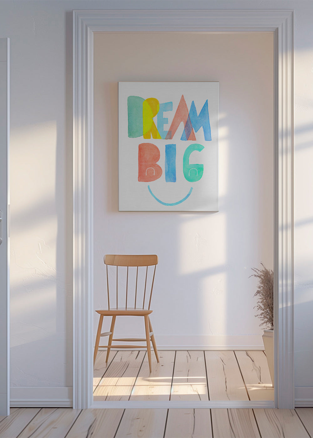 Typografická akvarelová ilustrace 'Dream Big'