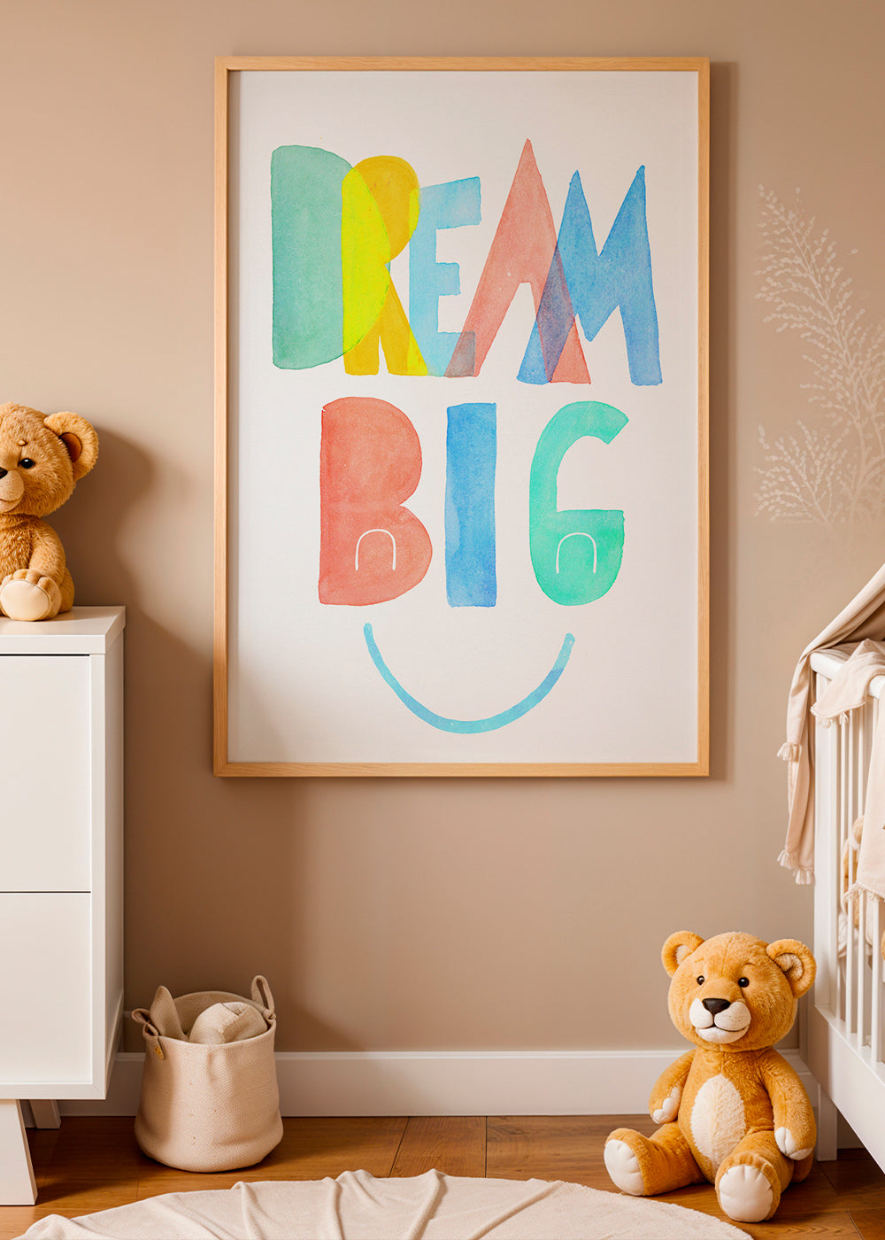 Typografická akvarelová ilustrace 'Dream Big'