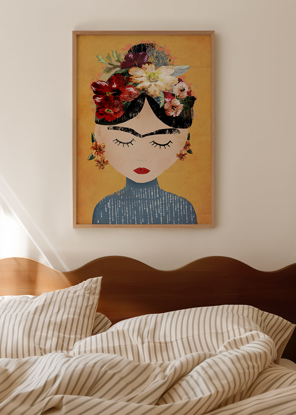 Ilustrace Frida s kvetinovým vencem