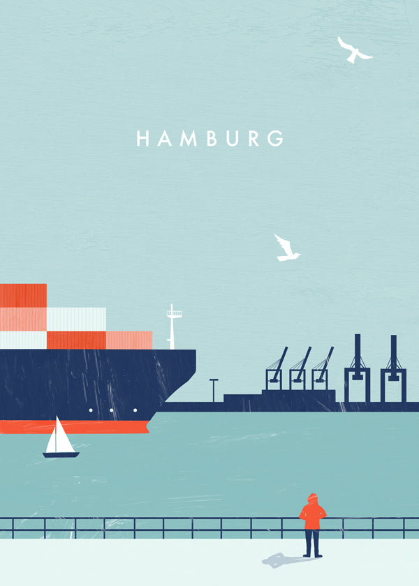 Obraz města Hamburg přístav ilustrovaný