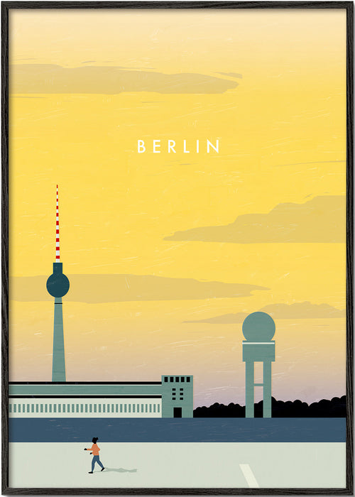 Plakát města Berlín s minimalistickou siluetou