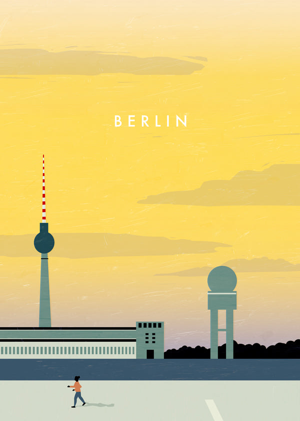 Plakát města Berlín s minimalistickou siluetou