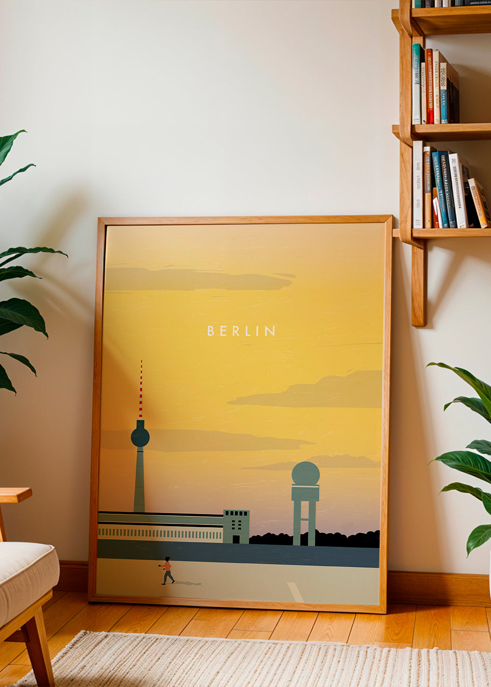 Plakát města Berlín s minimalistickou siluetou
