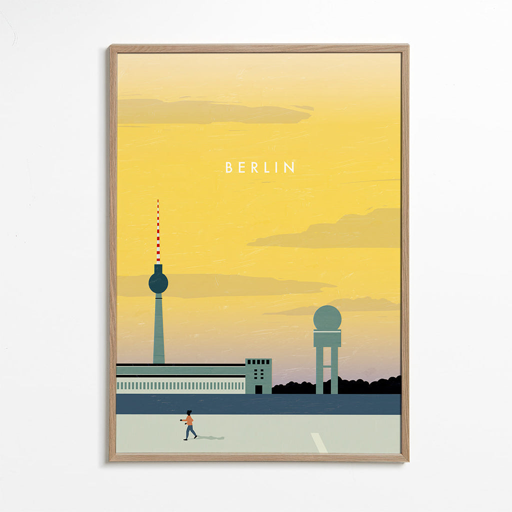 Plakát města Berlín s minimalistickou siluetou