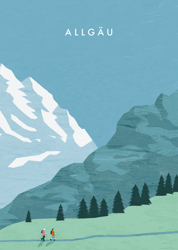 Obraz krajiny Allgäu ilustrace