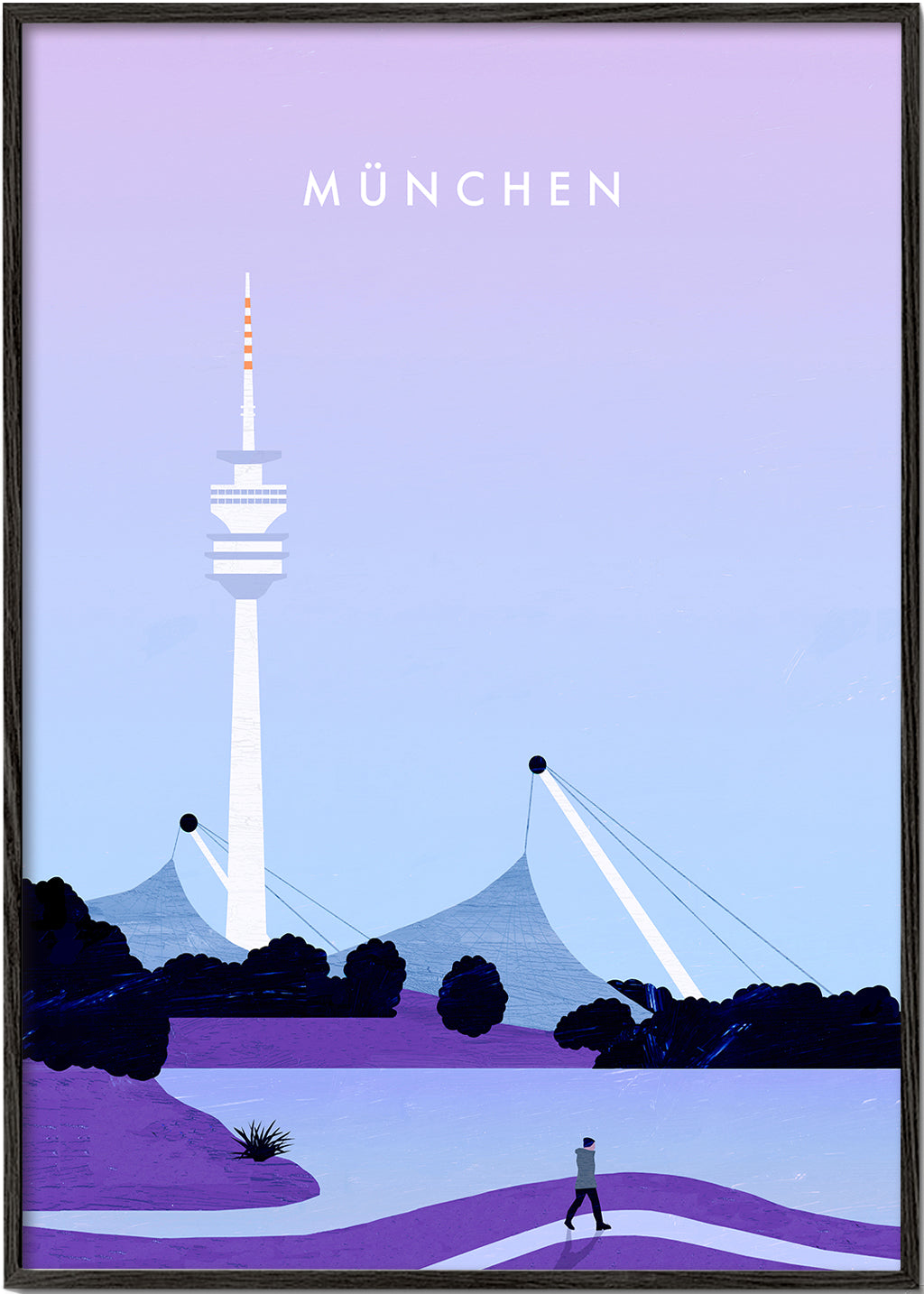 Obraz města Mnichov se stylizovaným panoramatem