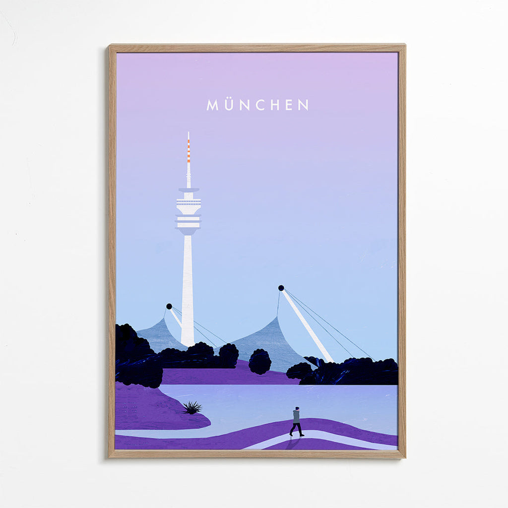 Obraz města Mnichov se stylizovaným panoramatem