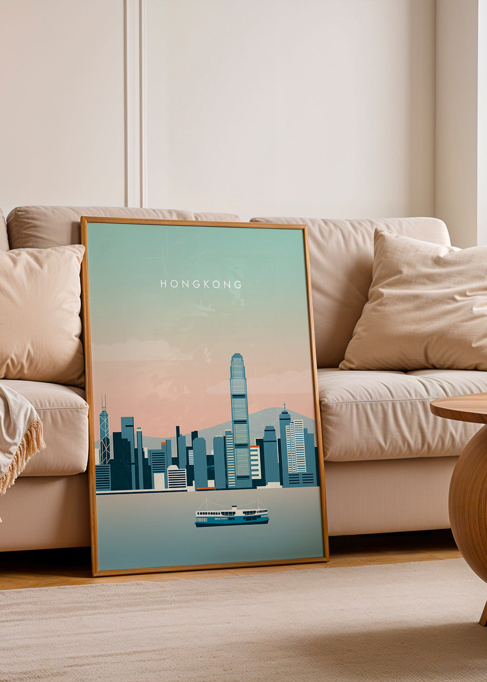 Obraz do kuchyně Hong Kong skyline v modrých tónech