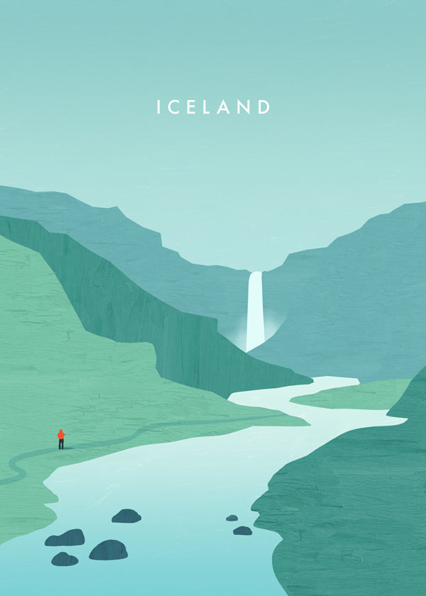 Krajinářské dílo: islandský vodopád