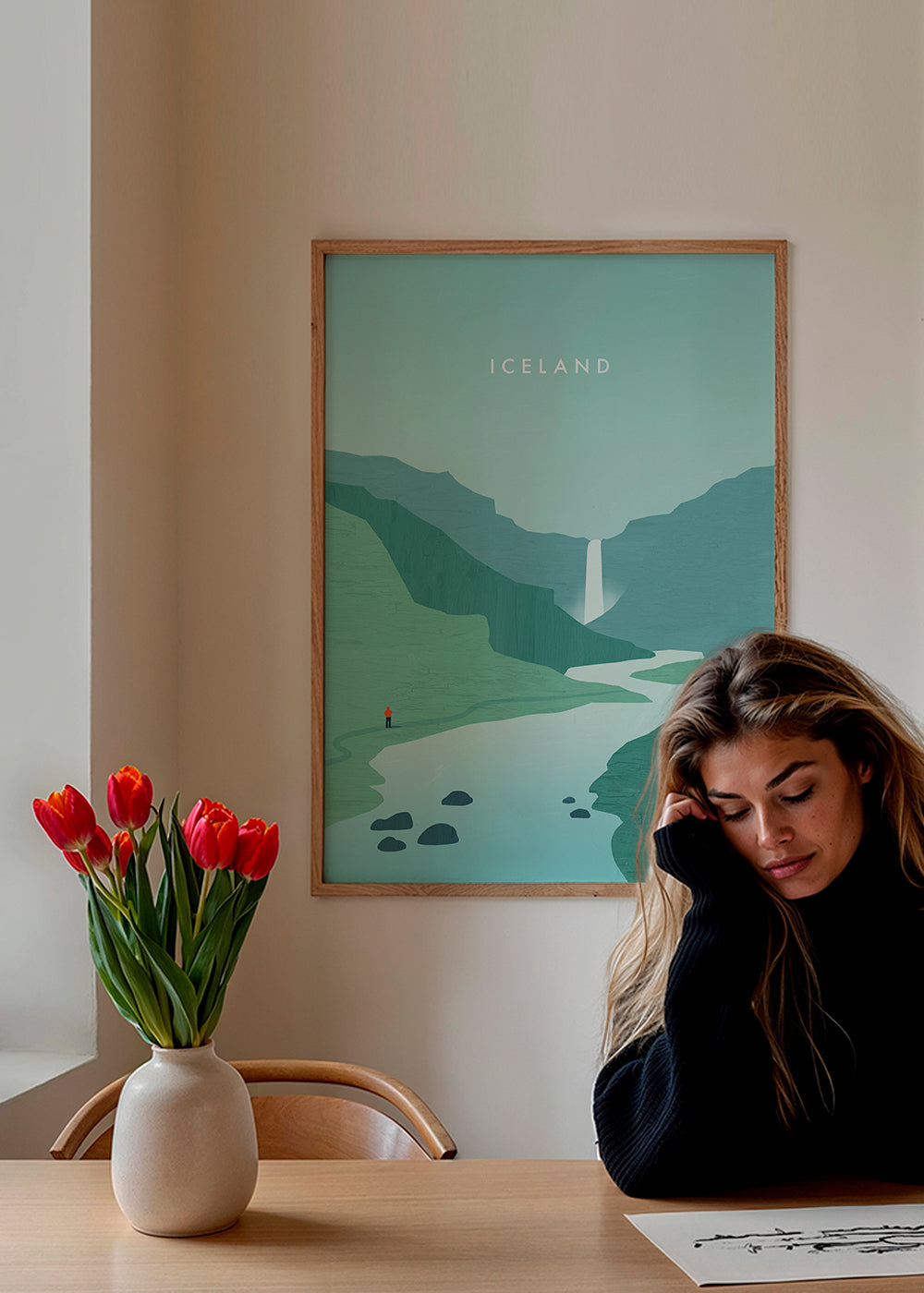 Krajinářské dílo: islandský vodopád