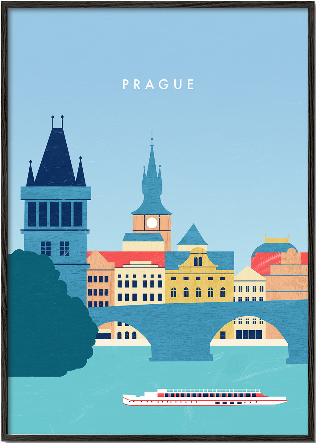 Obraz do kuchyně Praha skyline modrý