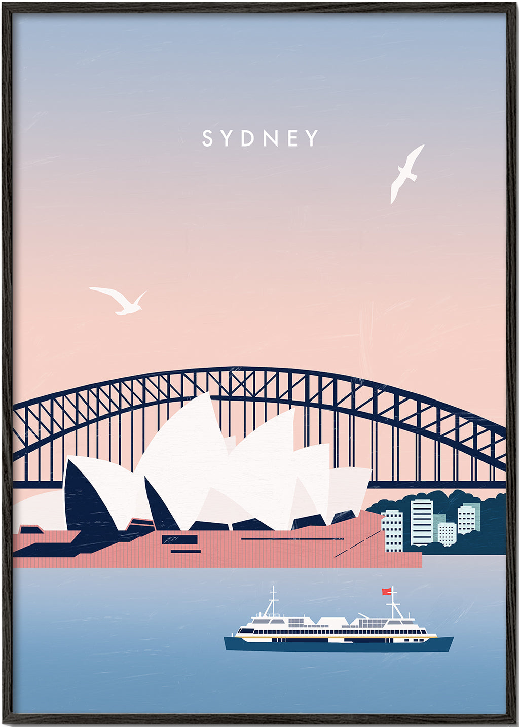 Cestovatelský obraz Sydney: Opera a most v ilustraci