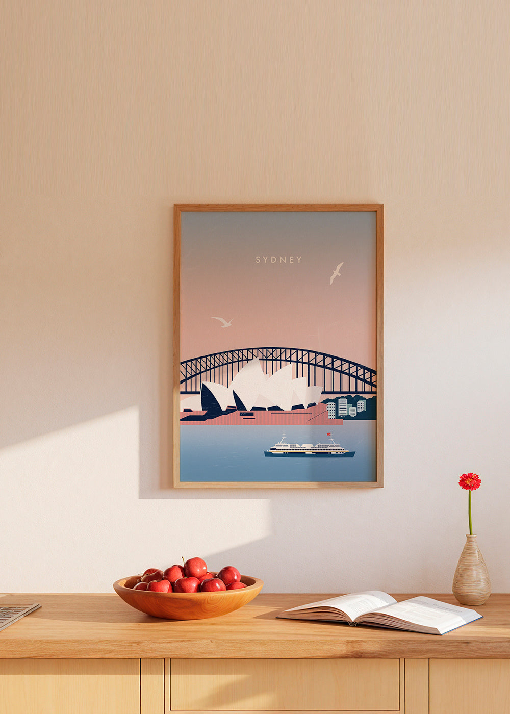 Cestovatelský obraz Sydney: Opera a most v ilustraci