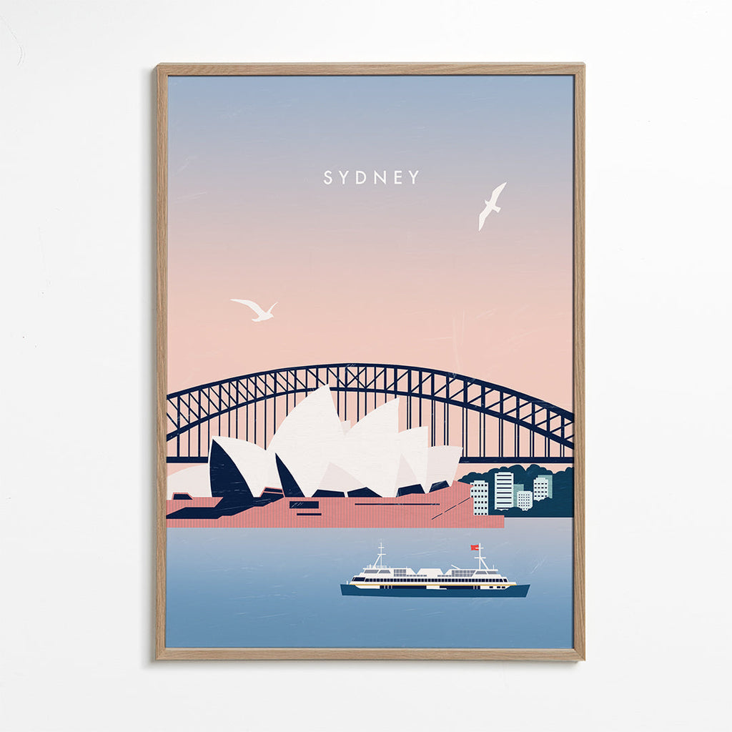 Cestovatelský obraz Sydney: Opera a most v ilustraci