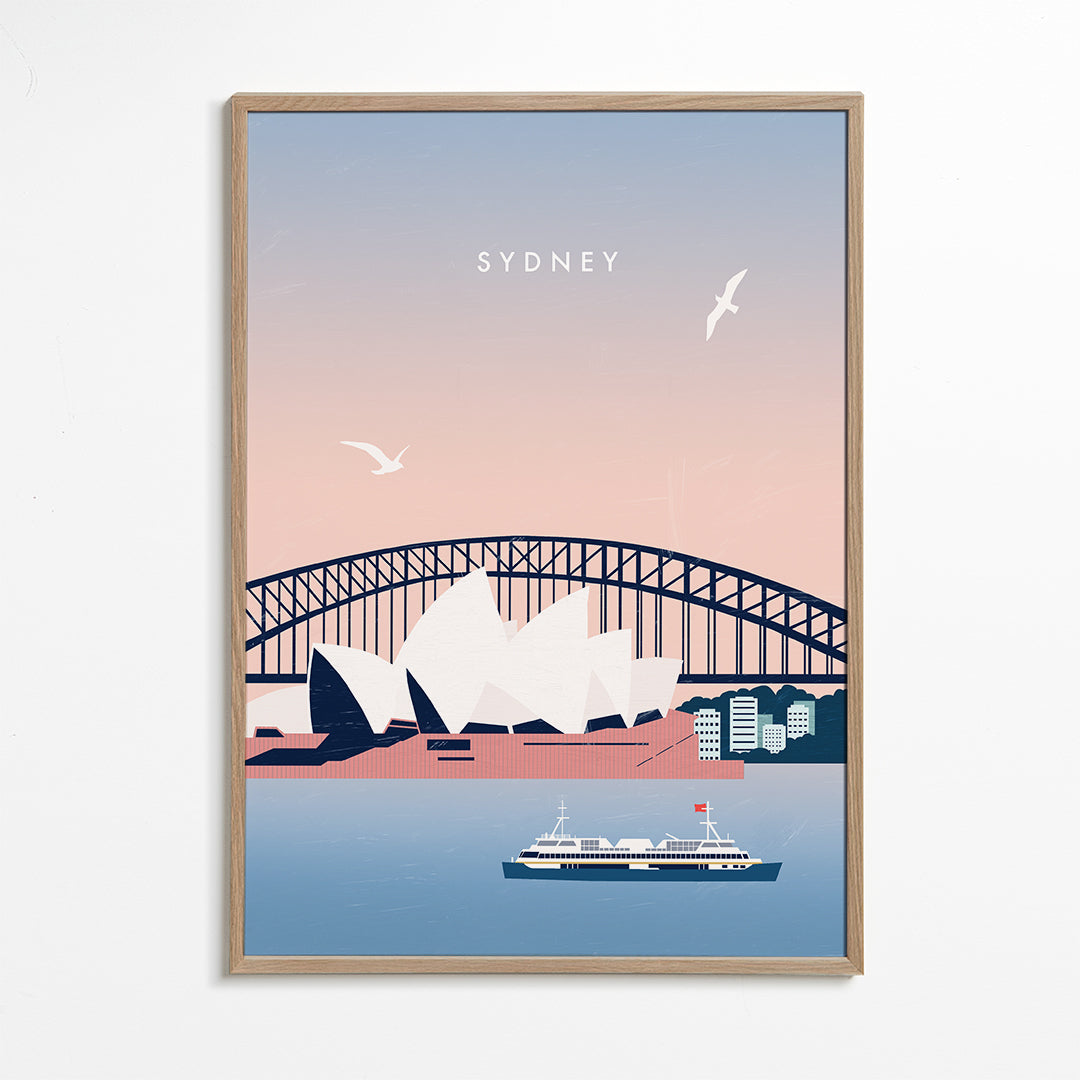 Cestovatelský obraz Sydney: Opera a most v ilustraci