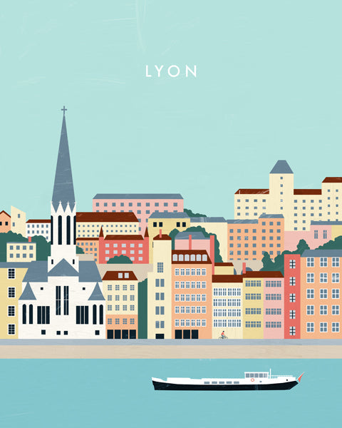 Obraz města Lyon: pobřežní ilustrace