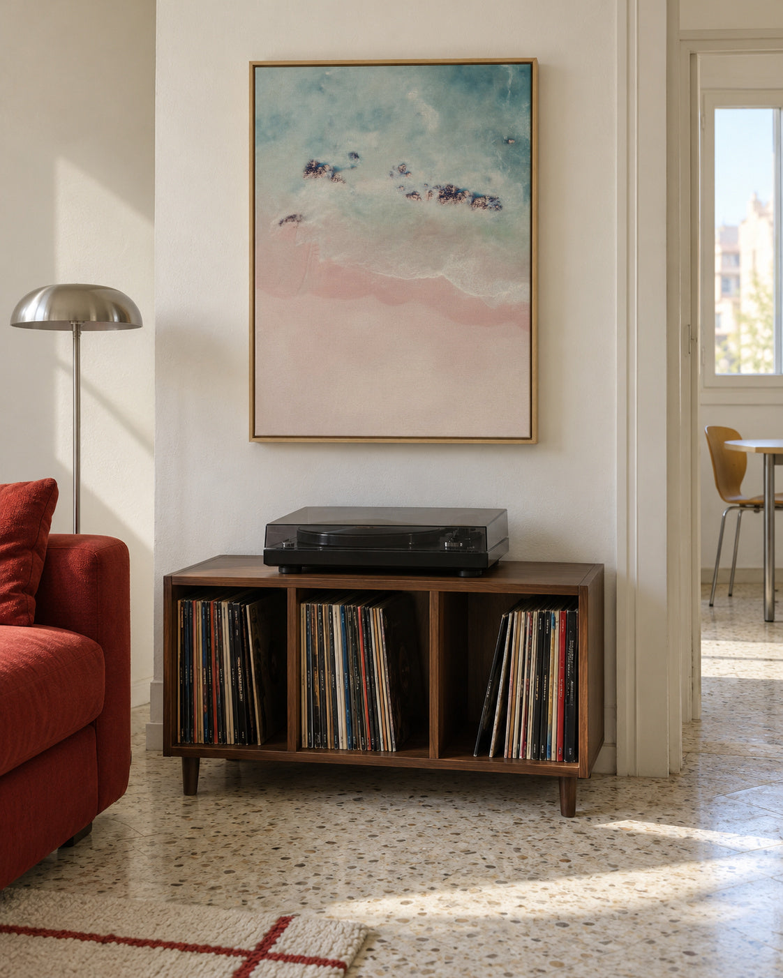 Ocean pink blush - Framed canvas in an interior