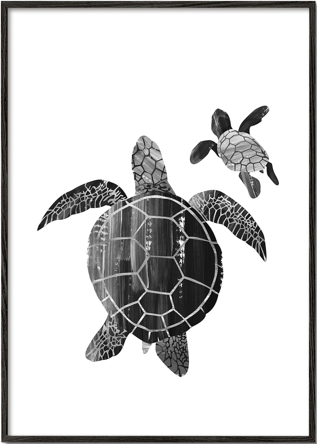 Minimalistická želva černobílá
