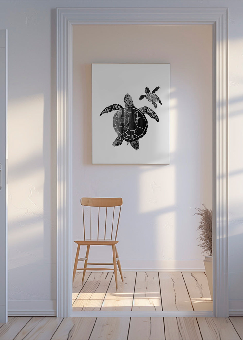 Minimalistická želva černobílá