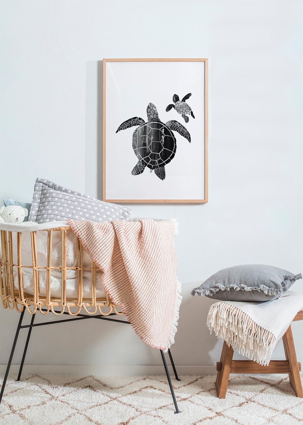 Minimalistická želva černobílá