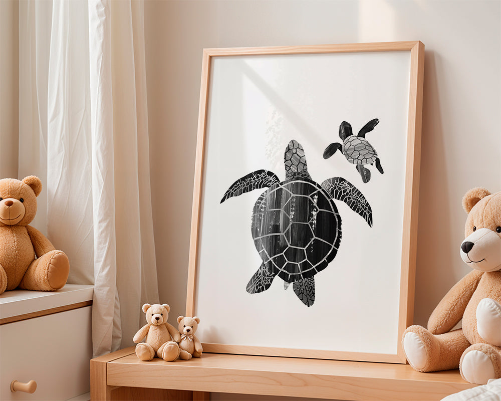 Minimalistická želva černobílá