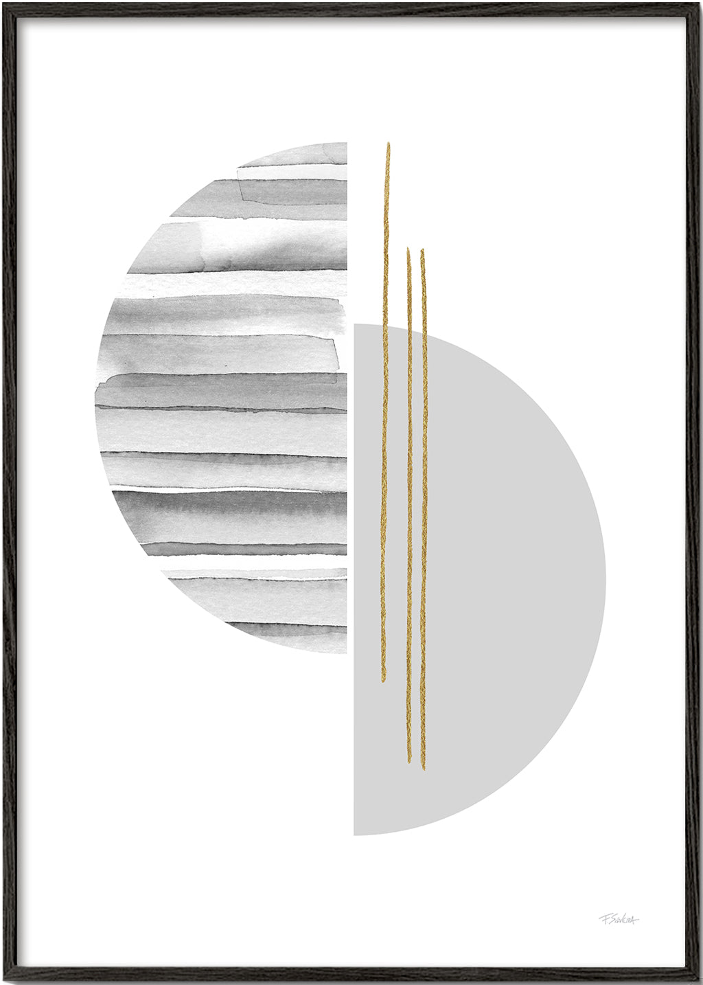 Geometrický obraz minimal se zlatými čárami