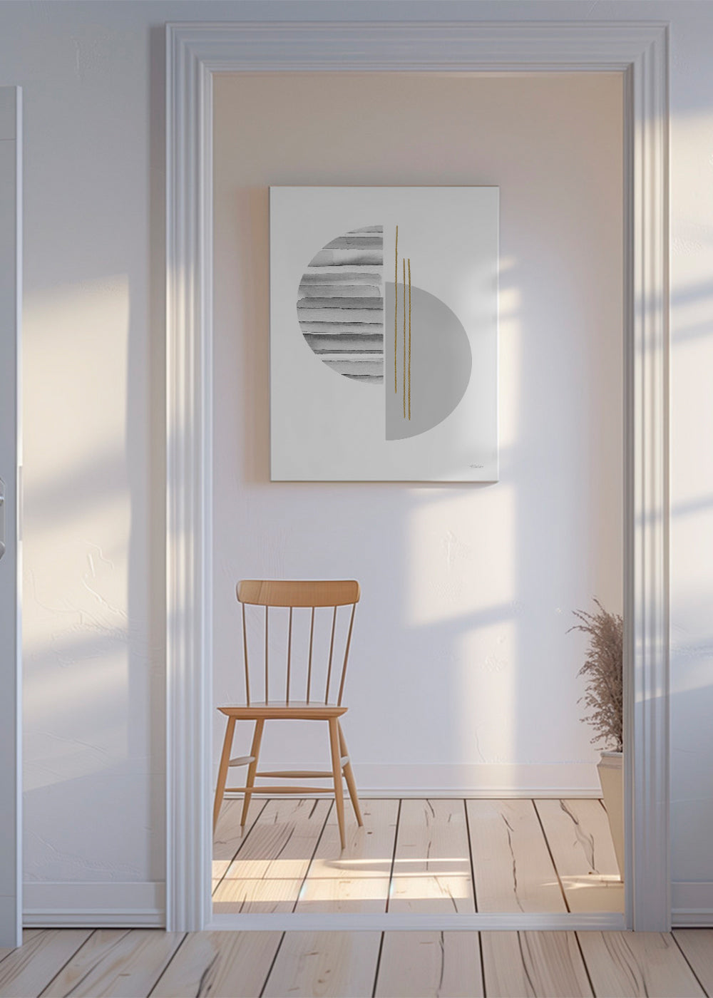Geometrický obraz minimal se zlatými čárami
