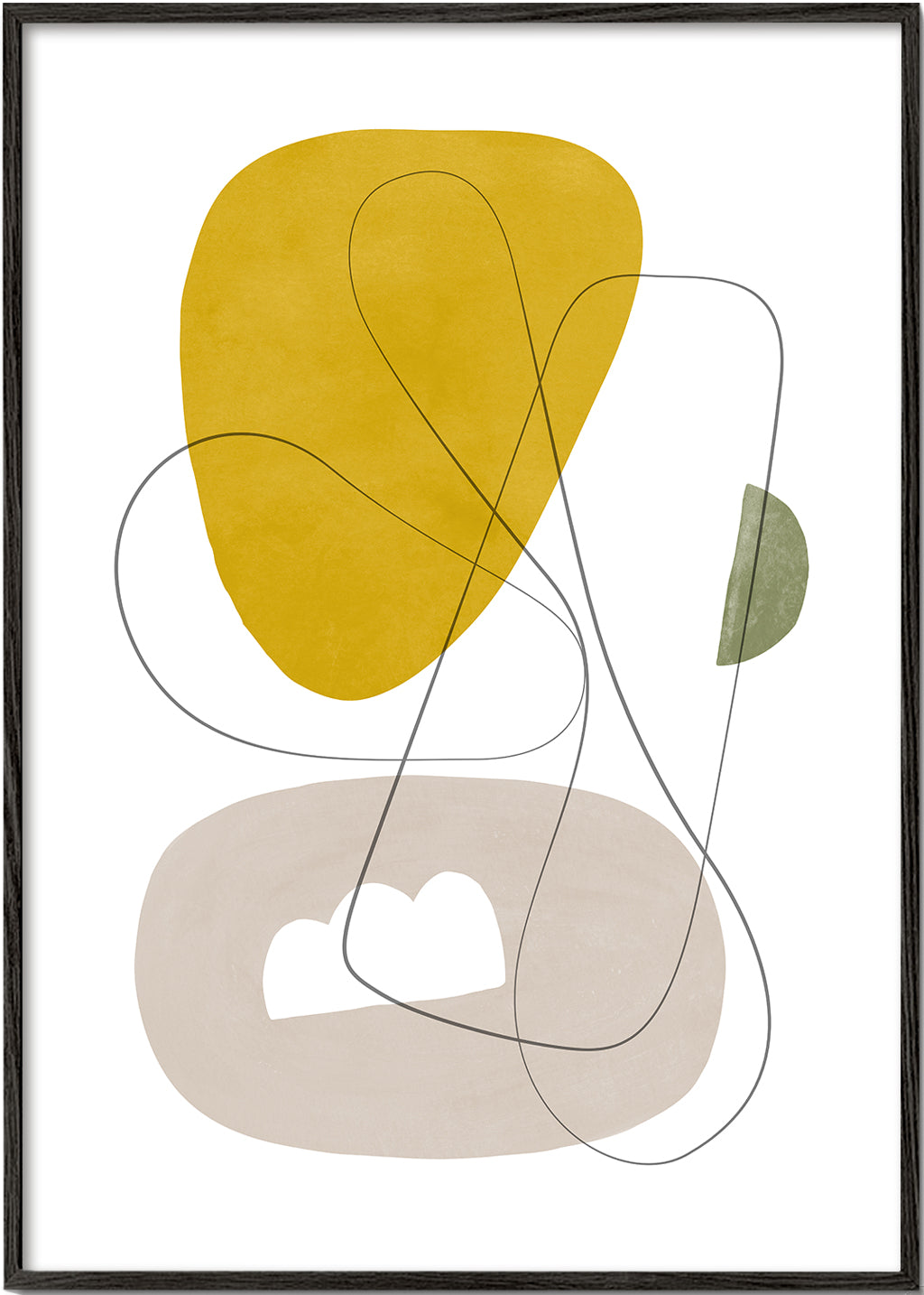 Abstraktní obraz s organickými žlutými tvary