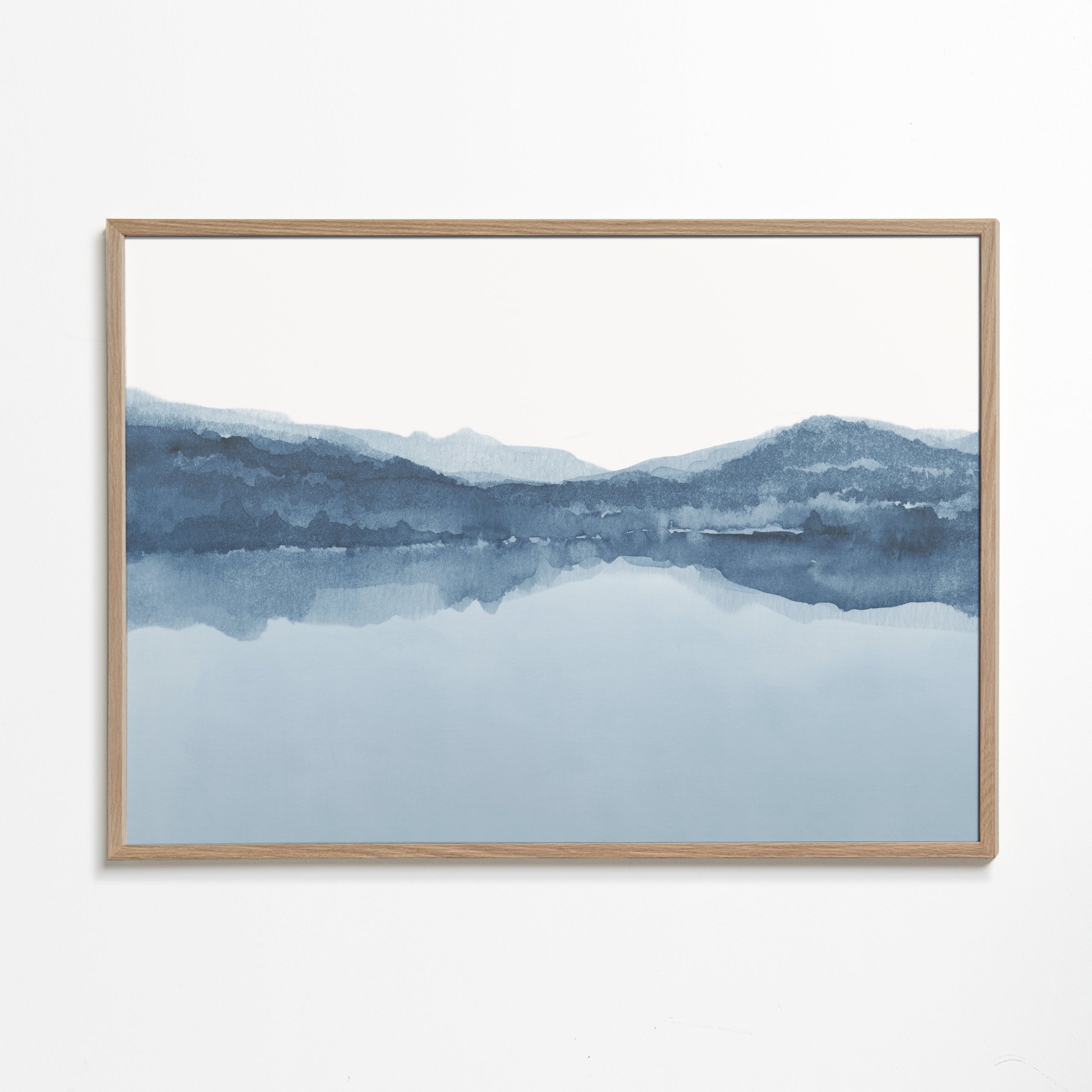 Akvarel krajina jezero a hory