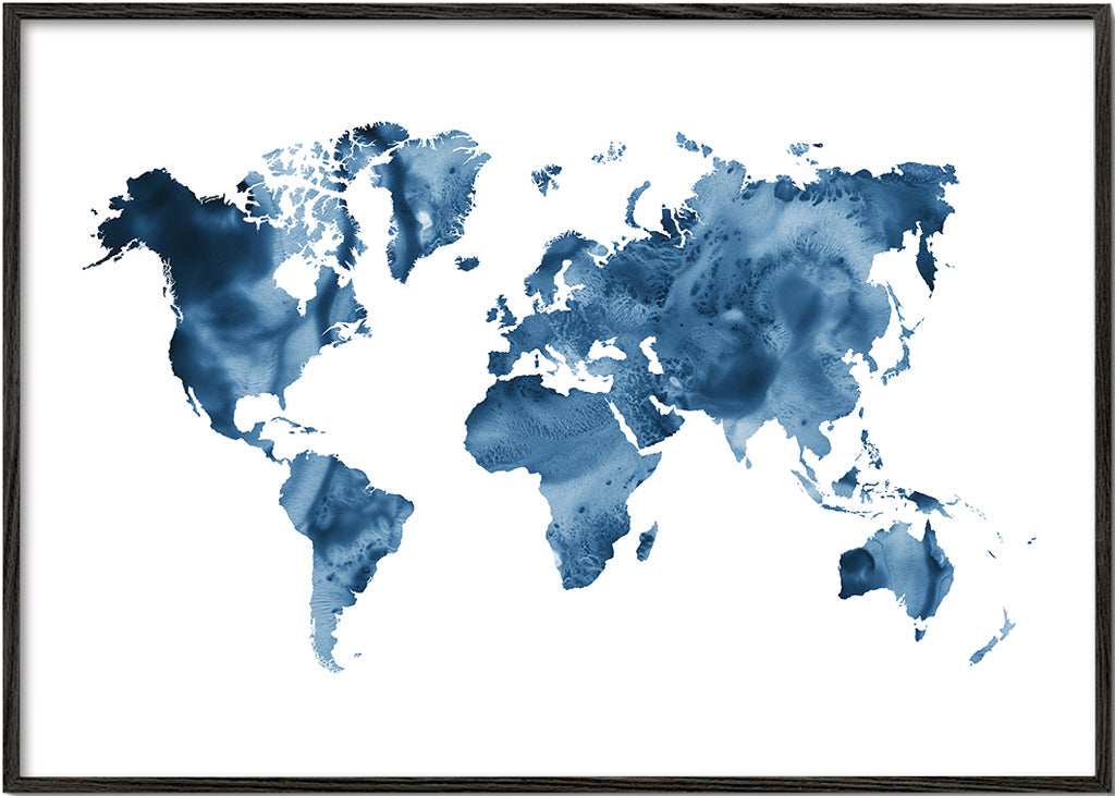 Obraz do kuchyně: mapa světa indigo
