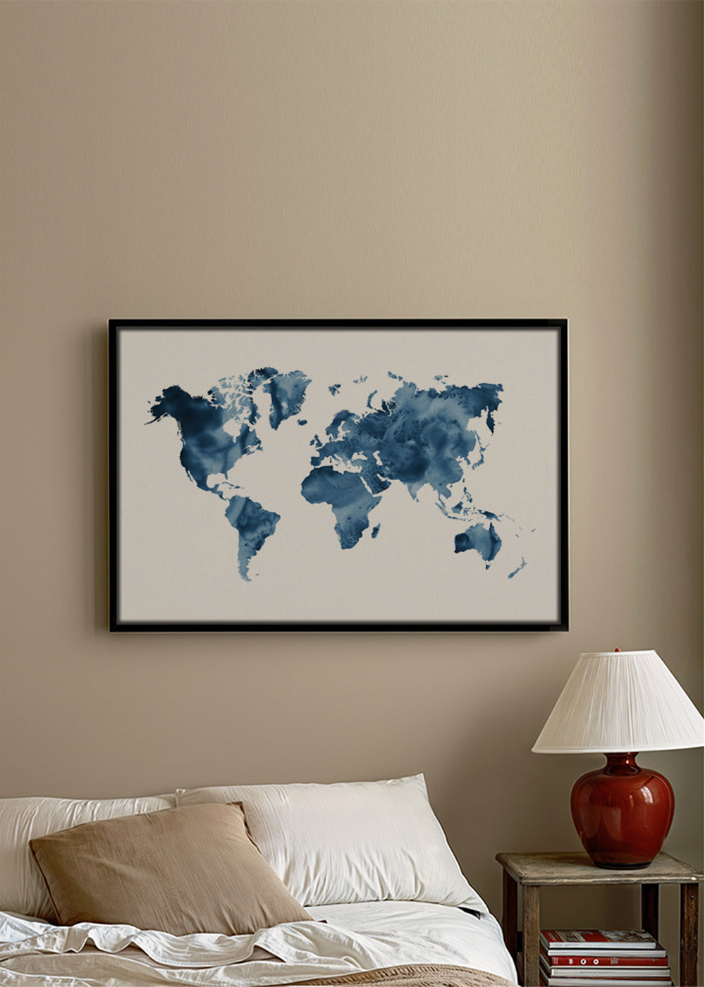 Obraz do kuchyně: mapa světa indigo
