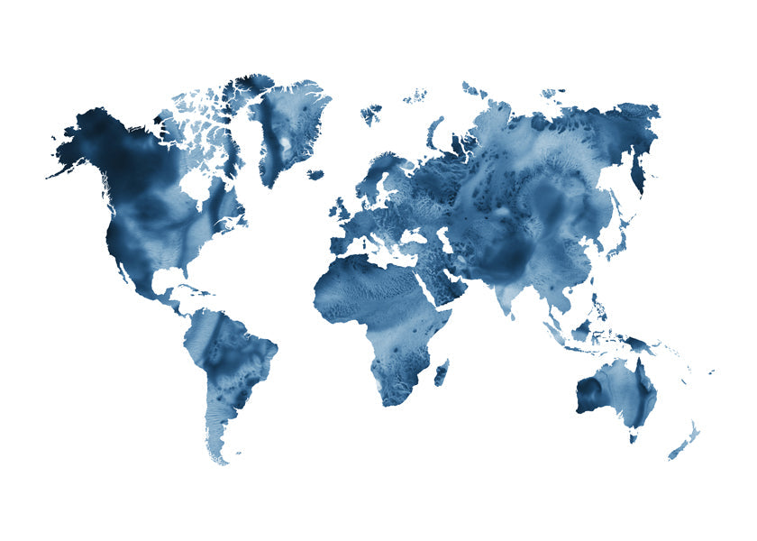 Obraz do kuchyně: mapa světa indigo