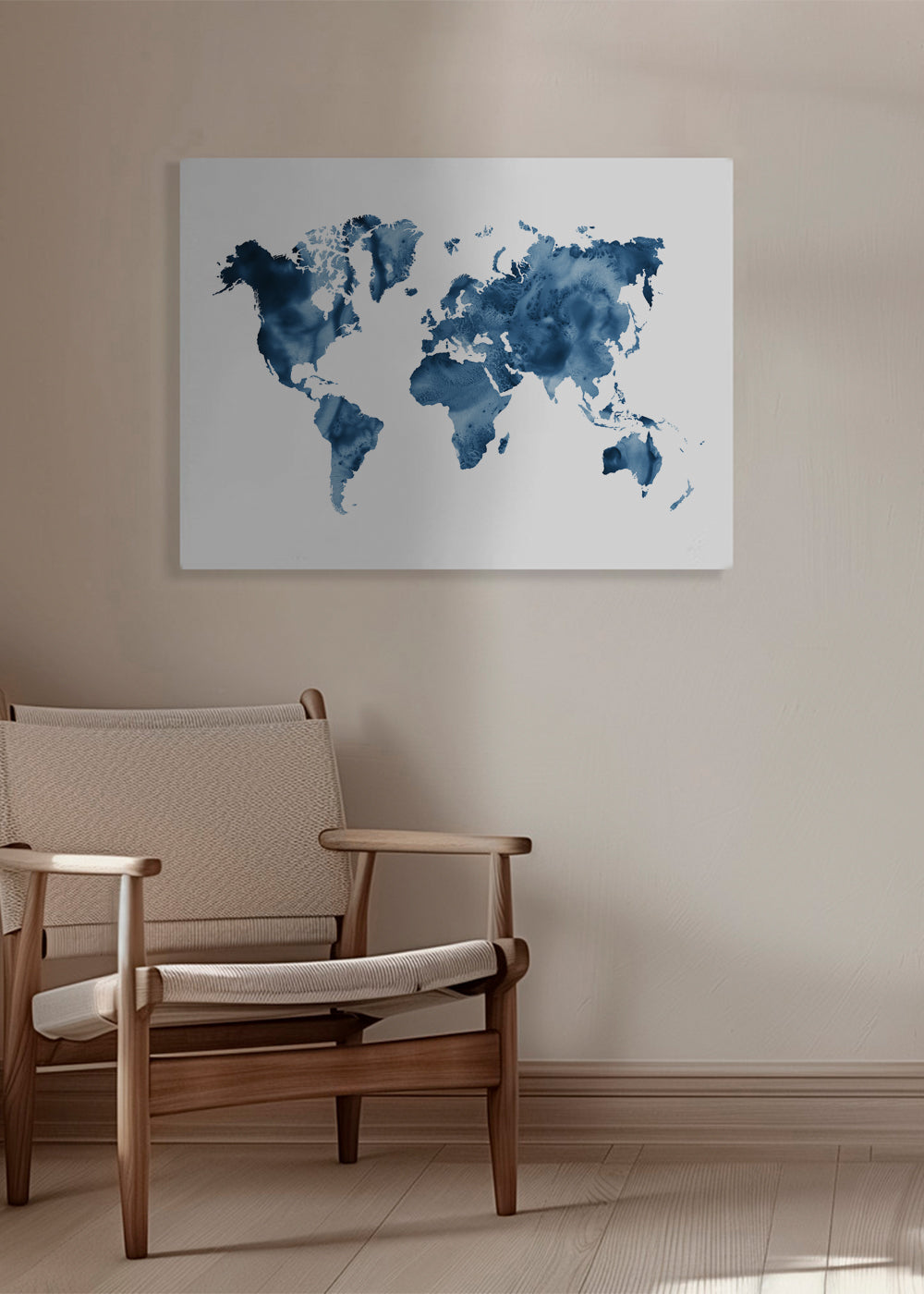 Obraz do kuchyně: mapa světa indigo