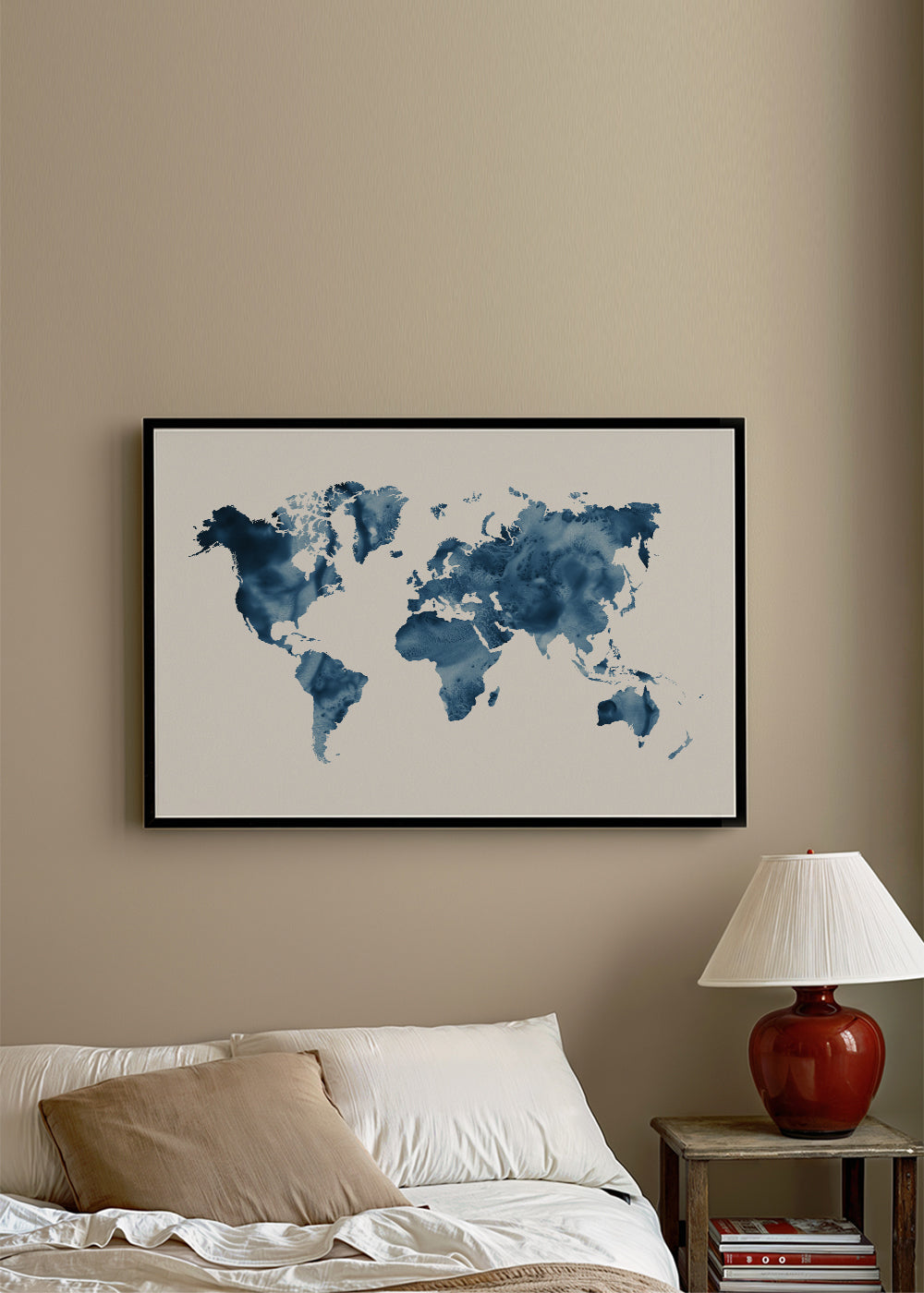 Obraz do kuchyně: mapa světa indigo