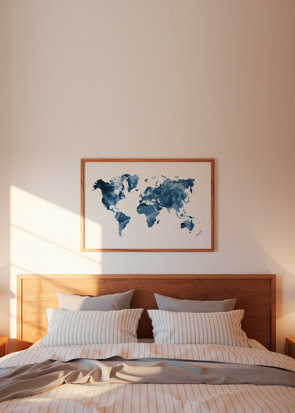 Obraz do kuchyně: mapa světa indigo